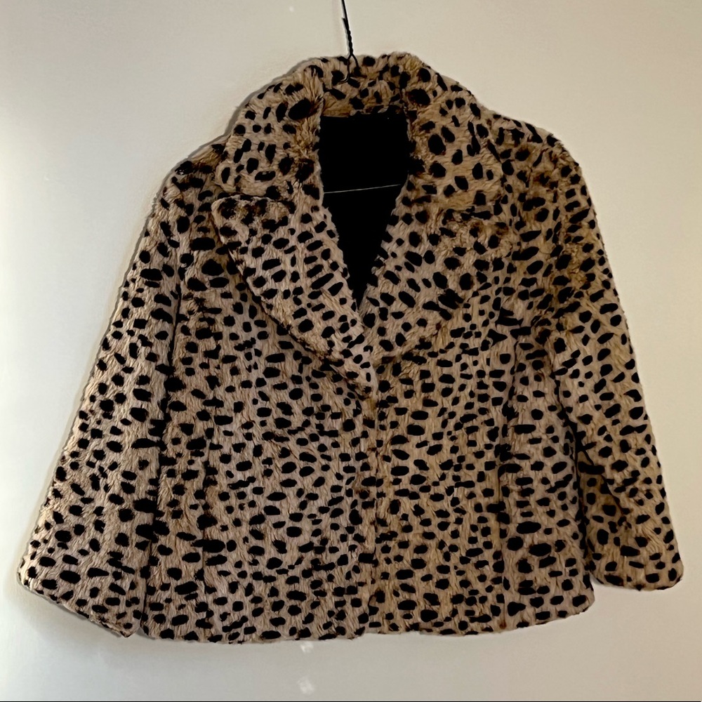 Faux fur animal print jacket